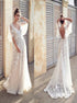 White Flower Appliques Lace Wedding Dress LBQW0061